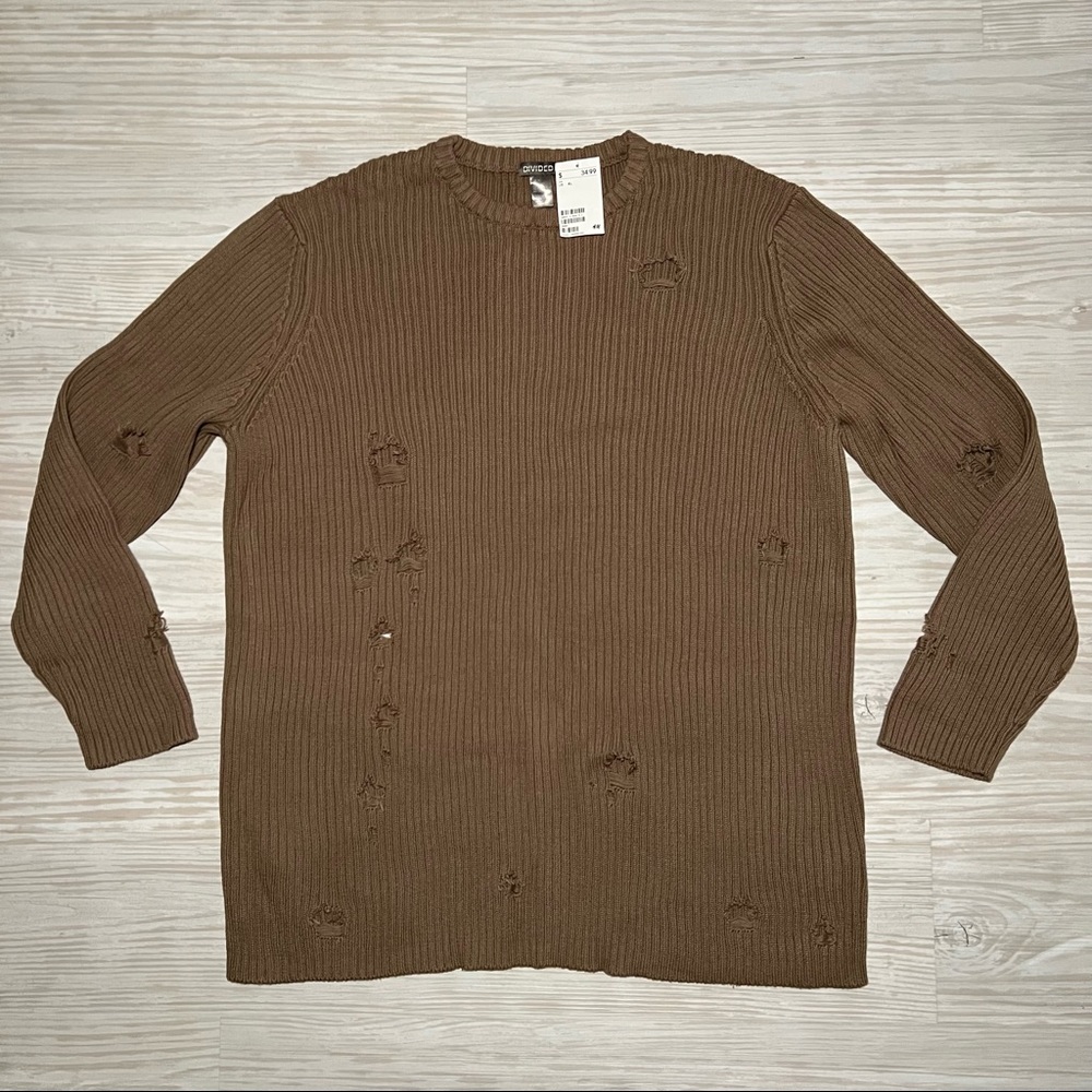 New Men’s H&M Divided Brown Knit Sweater Size XL